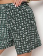 defox Pantaloni scurți Verzi din bumbac cu talie înaltă în dungi Voriene
