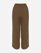 defox Pantaloni Verde închis din bumbac cu picioare largi Palazzo cu elastic în talie Nesira