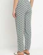 defox Pantaloni Verzi din Bumbac cu Elastic în Talie și Buzunare cu Model Geometric Lisadelia