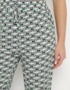 defox Pantaloni Verzi din Bumbac cu Elastic în Talie și Buzunare cu Model Geometric Lisadelia