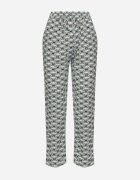 defox Pantaloni Verzi din Bumbac cu Elastic în Talie și Buzunare cu Model Geometric Lisadelia