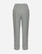defox Pantaloni Verzi din Bumbac cu Elastic în Talie și Buzunare cu Model Geometric Lisadelia