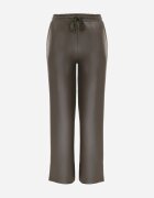 defox Pantaloni verzi largi din imitație de piele cu talie elastică Attar