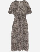 defox Rochie Alb-Negru cu imprimeu leopard cu croială petrecută și cordon legat Filinne