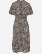 defox Rochie Alb-Negru cu imprimeu leopard cu croială petrecută și cordon legat Filinne
