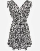 defox Rochie Alb-Negru din bumbac reiată cu bretele și nasturi cu elastic în talie Tesria