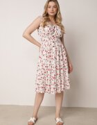 defox Rochie Alb-Roșie Cloș cu bretele florală Tallio