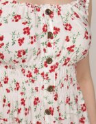 defox Rochie Alb-Roșie Cloș cu bretele florală Tallio