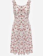 defox Rochie Alb-Roșie Cloș cu bretele florală Tallio