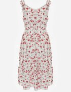 defox Rochie Alb-Roșie Cloș cu bretele florală Tallio