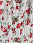 defox Rochie Alb-Roșie Cloș cu bretele florală Tallio