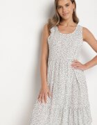 defox Rochie Albă din bumbac cu buline cu volane Zerolia