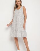 defox Rochie Albă din bumbac cu buline cu volane Zerolia