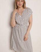 defox Rochie Albă din bumbac cu elastic în talie și volan Romilla