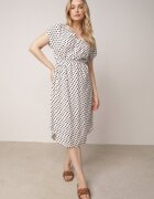 defox Rochie Albă din bumbac cu elastic în talie și volan Romilla