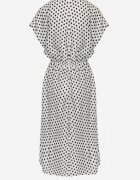 defox Rochie Albă din bumbac cu elastic în talie și volan Romilla