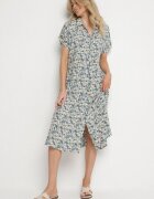 defox Rochie Albastră de Bumbac Tip cămașă cu model Paisley Aelluria