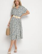 defox Rochie Albastră de Bumbac Tip cămașă cu model Paisley Aelluria