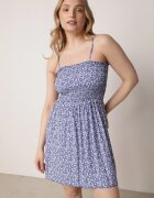 defox Rochie Albastră din bumbac cu bretele reglabile și decolteu elastic Risetta