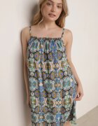 defox Rochie Albastră din bumbac cu croi evazat pe bretele Tesarae