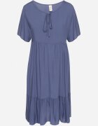 defox Rochie Albastră din Bumbac cu croială evazată cu legătură la decolteu Mepilea