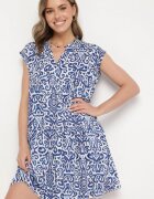 defox Rochie Albastră din bumbac cu croială evazată Oversize Liravina