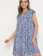 defox Rochie Albastră din bumbac cu croială evazată Oversize Liravina