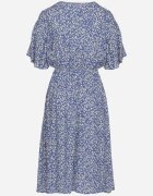 defox Rochie Albastră din Bumbac Evazată cu Flori Esirive