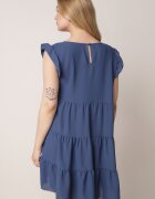 defox Rochie Albastră Evazată cu Volane cu închidere la gât Rettesa