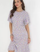defox Rochie Albastră Tip cutie cu flori cu volane Temrance