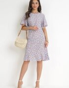 defox Rochie Albastră Tip cutie cu flori cu volane Temrance