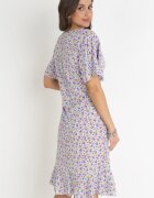 defox Rochie Albastră Tip cutie cu flori cu volane Temrance