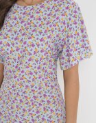 defox Rochie Albastră Tip cutie cu flori cu volane Temrance