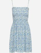 defox Rochie Albastru-Alb Din bumbac cu bretele cu elastic în talie Tessaray