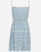 defox Rochie Albastru-Alb Din bumbac cu bretele cu elastic în talie Tessaray