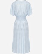 defox Rochie Albastru deschis din Bumbac Cloș cu buline Toliennea