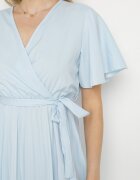 defox Rochie Albastru deschis Plisată cu Decolteu în V cu Curea în Talie Zolseki