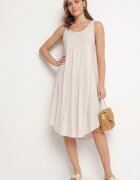 defox Rochie Bej deschis Cloche din Bumbac Tesaxelle