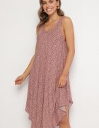 defox Rochie Bej Evazată din Bumbac cu Imprimeu Abstract Ronive