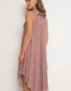 defox Rochie Bej Evazată din Bumbac cu Imprimeu Abstract Ronive