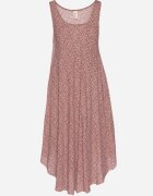 defox Rochie Bej Evazată din Bumbac cu Imprimeu Abstract Ronive