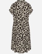 defox Rochie Bej-Neagră Din bumbac Croială tip cămașă Cu buzunare Leopard Iffanea