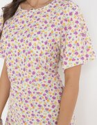 defox Rochie Bej tip cutie cu imprimeu floral și volane Temrance
