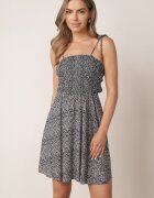 defox Rochie Bleumarin Cambrată Din bumbac Florală Cu bretele Legată la spate Neliora