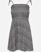 defox Rochie Bleumarin Cambrată Din bumbac Florală Cu bretele Legată la spate Neliora