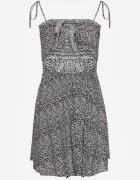 defox Rochie Bleumarin Cambrată Din bumbac Florală Cu bretele Legată la spate Neliora