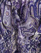 defox Rochie Bleumarin Cloș Petrecută din Bumbac cu Imprimeu Paisley cu Elastic în Talie Zonne