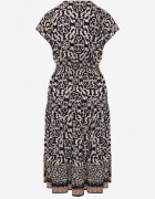 defox Rochie Bleumarin Din bumbac cu decolteu în V închisă cu nasturi cu elastic în talie Kelea