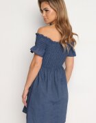 defox Rochie bleumarin din bumbac tip spaniolă cu bust încrețit Rialifea