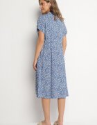 defox Rochie Cămașă Bleumarin Bumbac Florală cu poale evazate Jerilsa